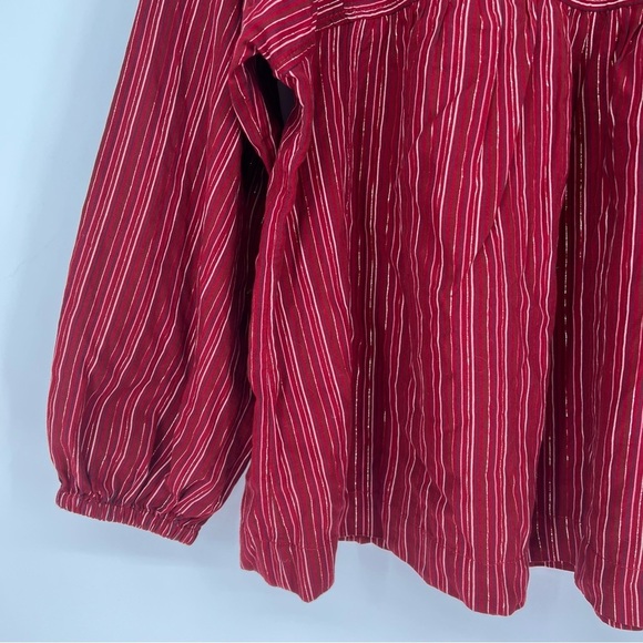 Madewell Swingy Peasant Top in Metallic Stripe Red - Picture 7 of 10